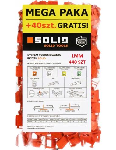 SYSTEM POZIOMOWANIA PŁYTEK - 400+40KLIPS 1MM /K.4